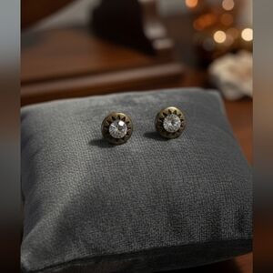 Elegant Gold and Black Stud Earrings
